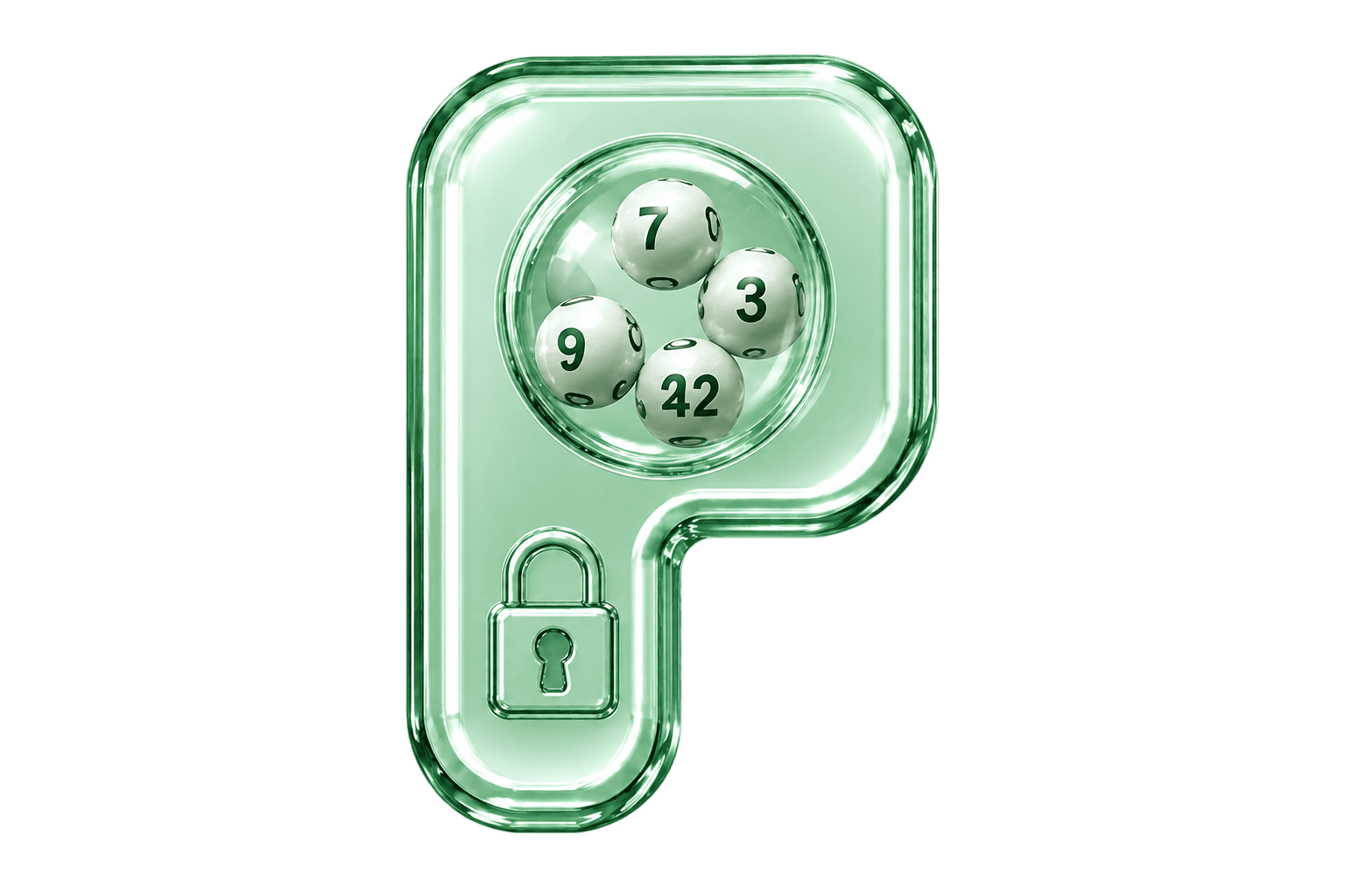 Glass Pons Lottery logo with a lock for deposited tokens
