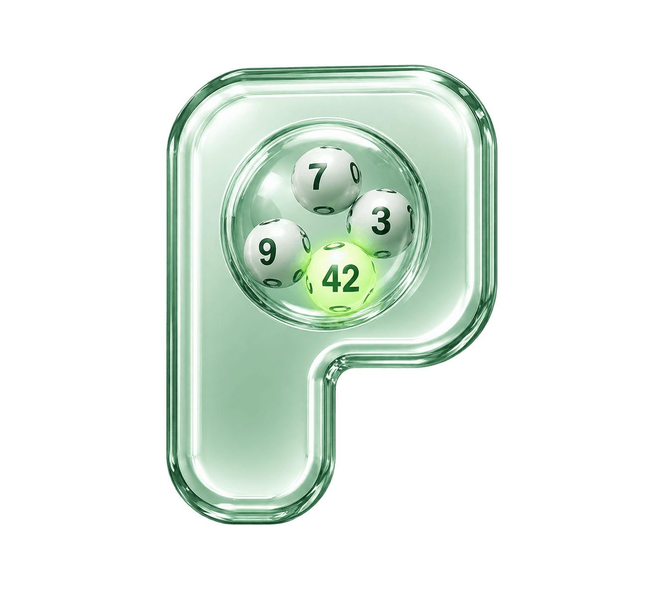 Glass Pons Lottery logo with one active ticket ball